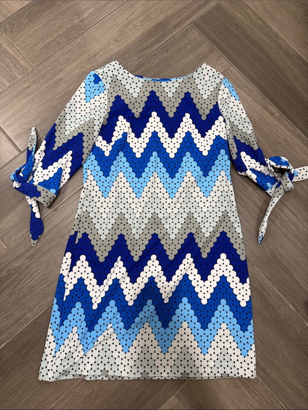 Office/casual woman dress Chevron Zigzag Shift Dress in Blue and White#79